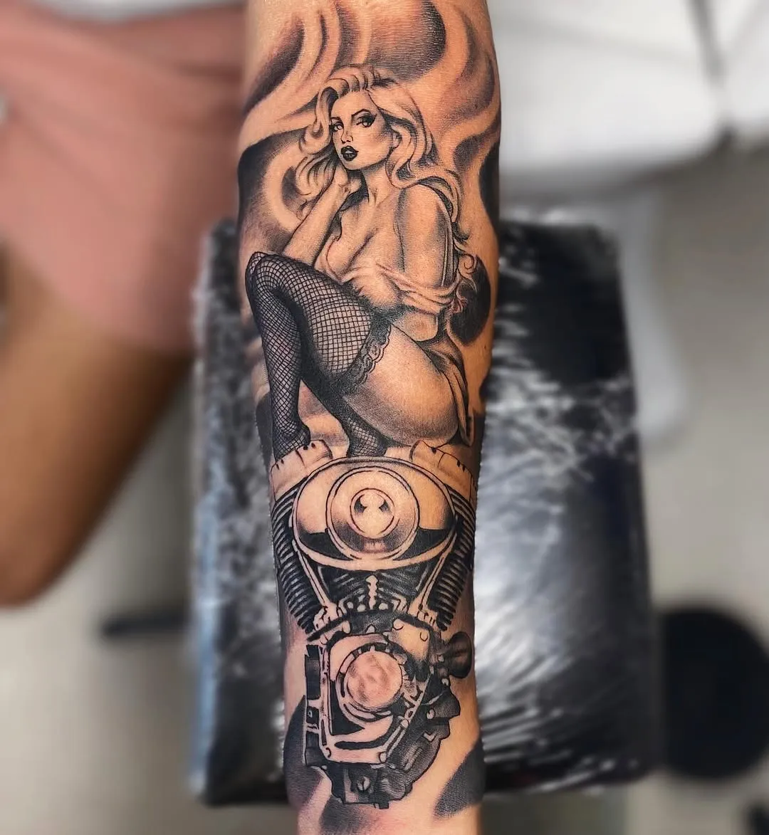 Black & Grey Realism tattoo by Kylie Lesko at Dreamers Ink Studio in Westville, IL