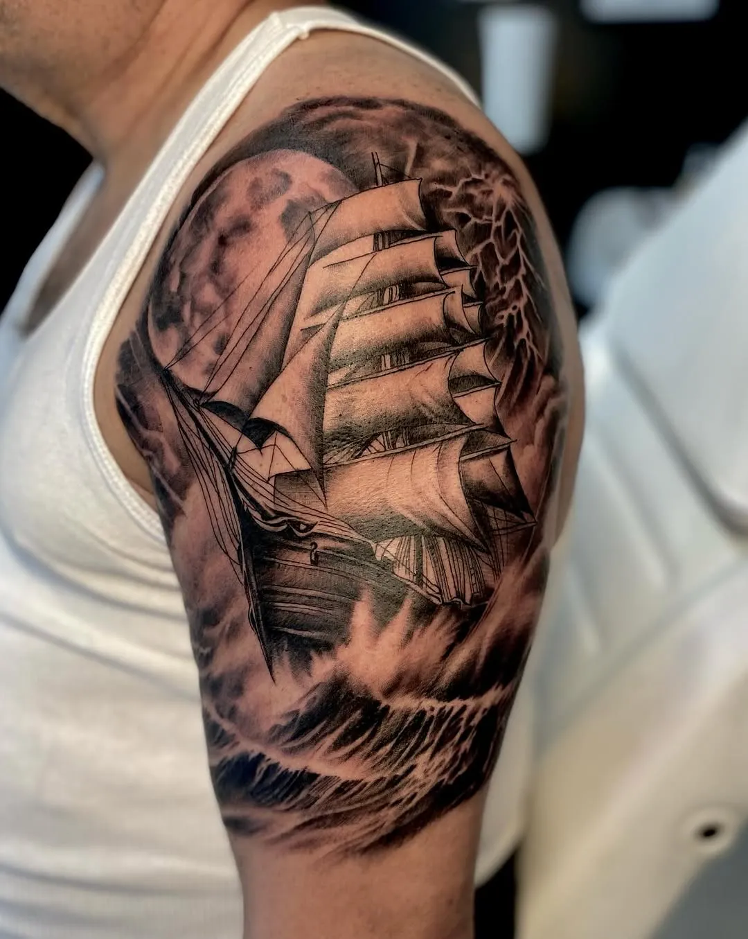 Black & Grey Realism tattoo by Kylie Lesko at Dreamers Ink Studio in Westville, IL