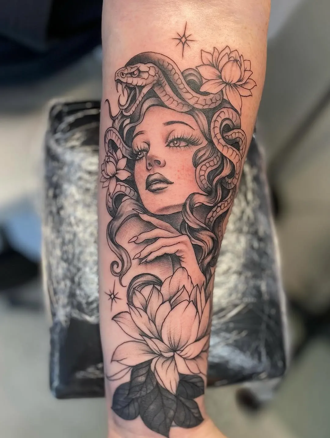 Neo-Traditional tattoo by Kylie Lesko at Dreamers Ink Studio in Westville, IL