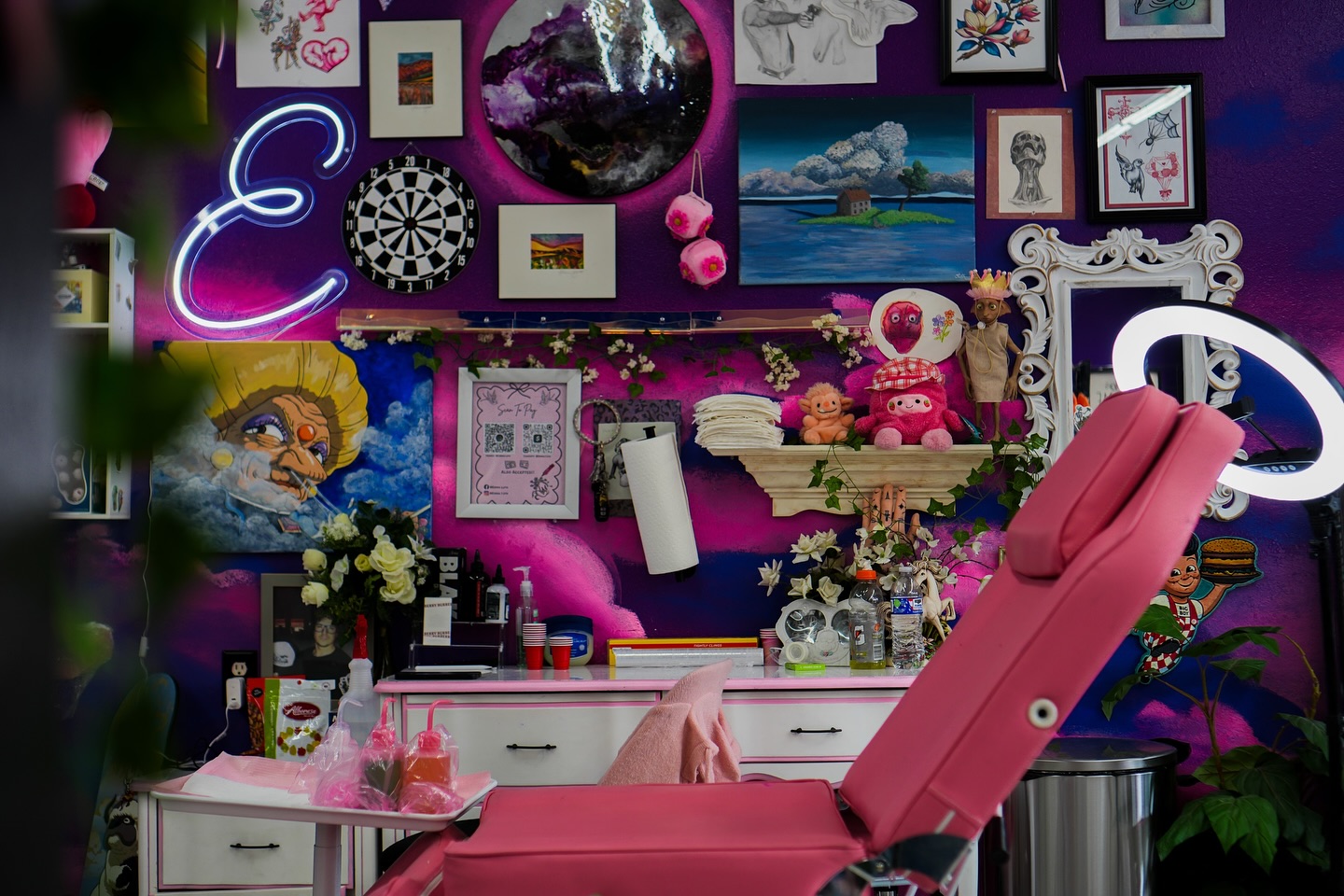 Tattoo workstation inside Dreamers Ink studio
